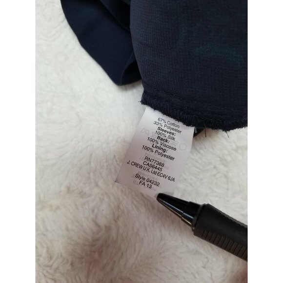 J.Crew Womens Green & Navy Blue Lace-Front Silk  Tee Top Size 2 Short Sleeve - Picture 3 of 4